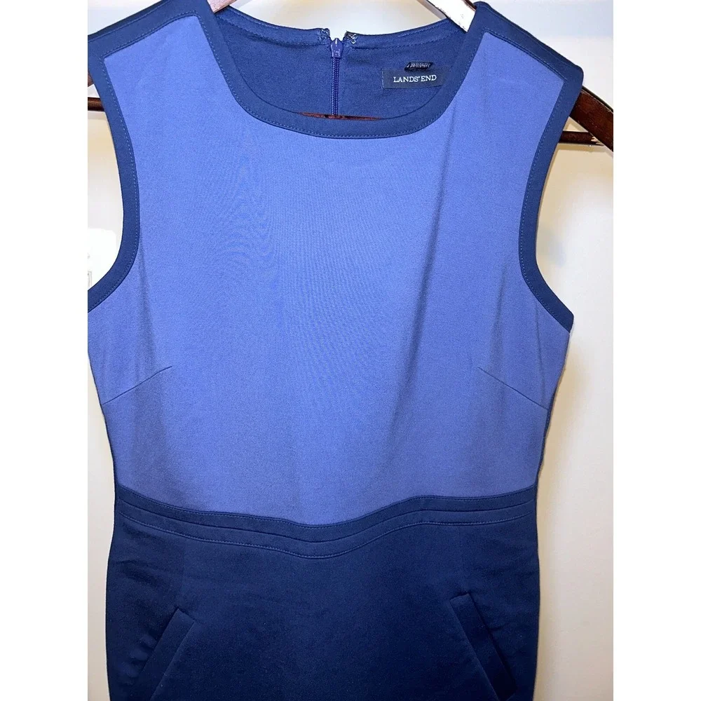 Lands' End Dress Blue Sleeveless Pointe Sheath Round Neck Size 6p - Picture 3 of 13